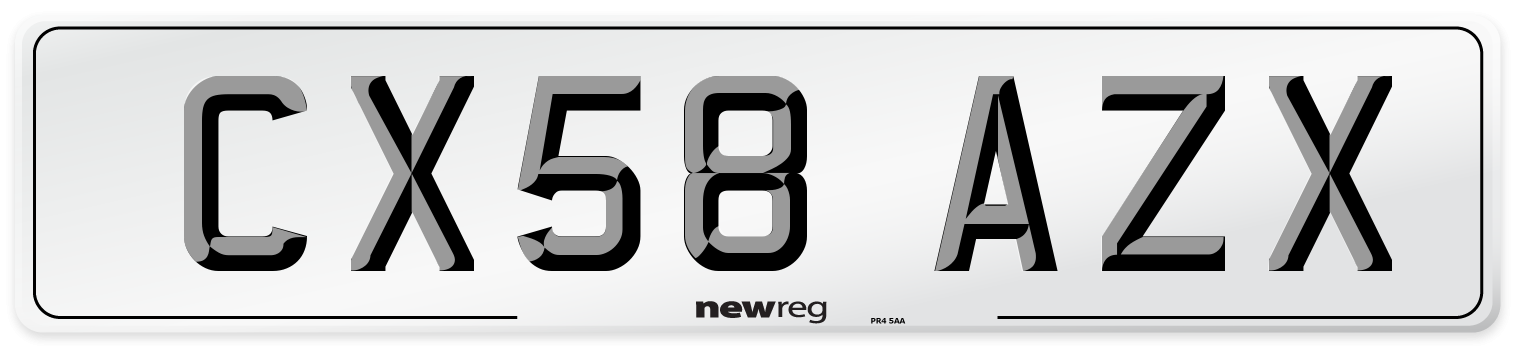 CX58 AZX Number Plate from New Reg